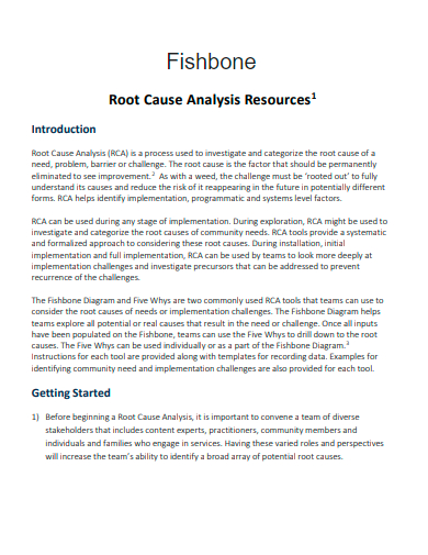 fishbone root cause analysis resources
