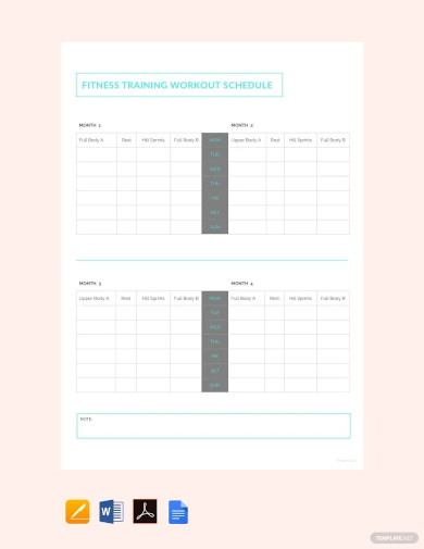 fitness training workout schedule