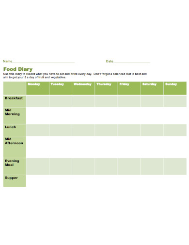 food dairy planner 