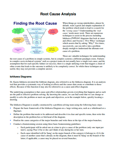 formal fishbone root cause analysis