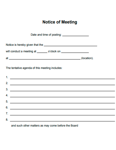 formal notice of meeting