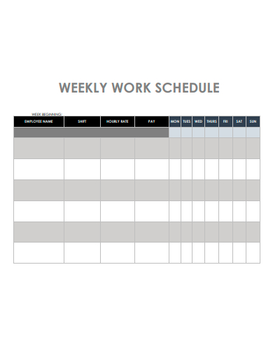 formal weekly work schedule