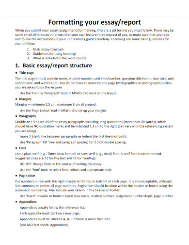 formatting essay report