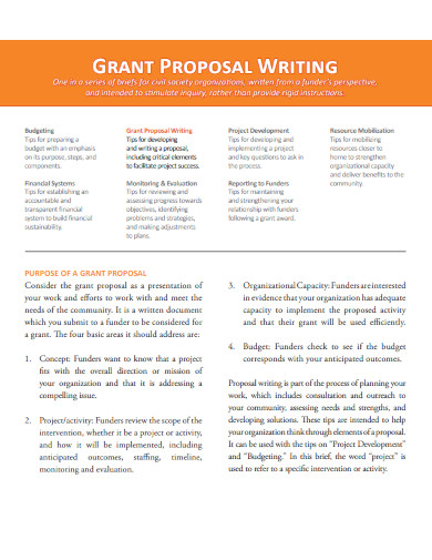 funding grant proposal writing