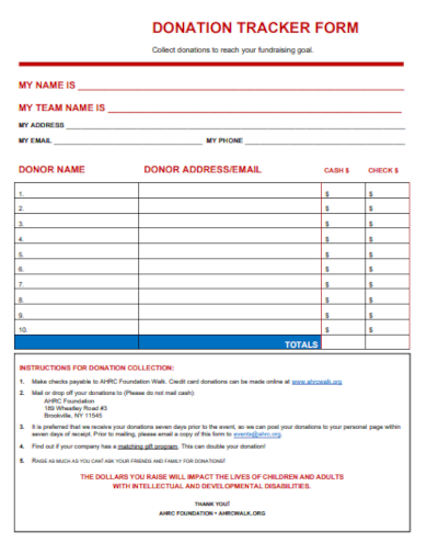 fundraising goal donation tracker form