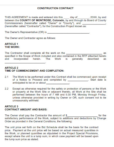 general agreement construction contract