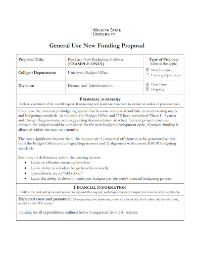 general use new funding proposal
