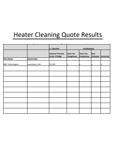 heater cleaning quote