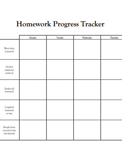 homework progress tracker