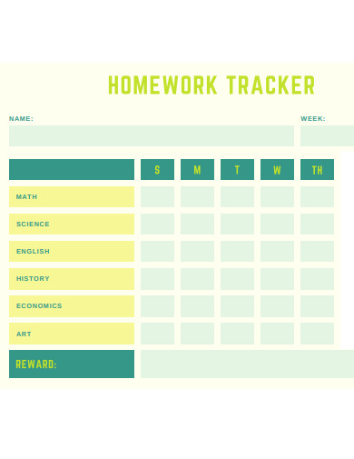 homework tracker pdf