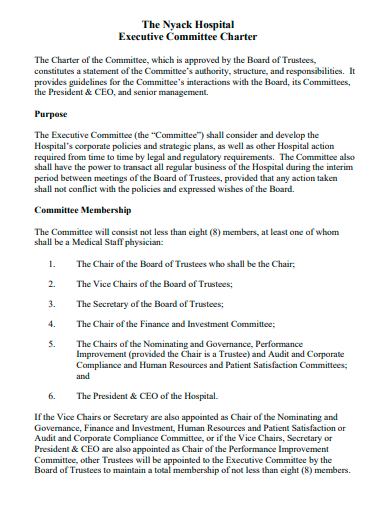 hospital executive committee charter