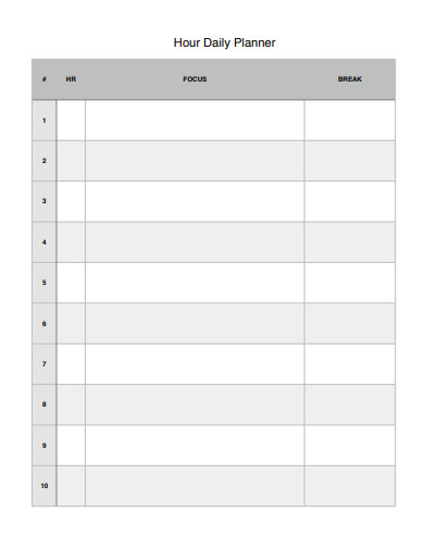 hour by bour daily planner example