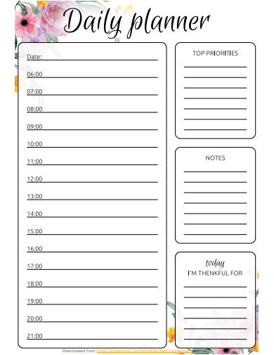 hour by bour daily planner format