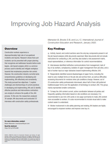improving job hazard analysis
