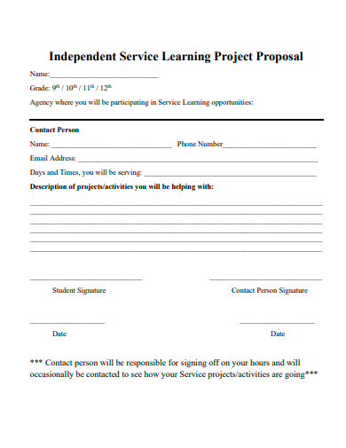 independent service learning project proposal