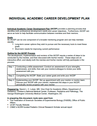 individual academic career development plan
