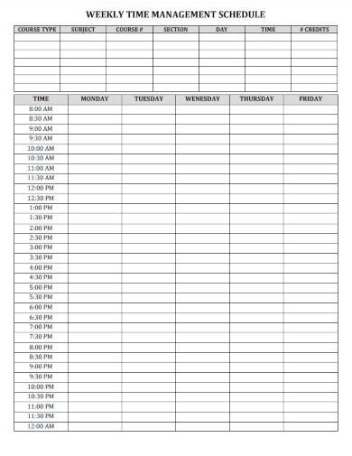 instructions weekly schedule template with hours