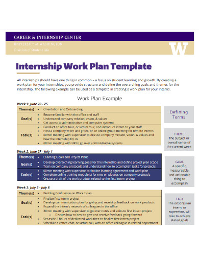 internship work planschedule template