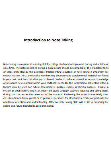 introduction to note taking