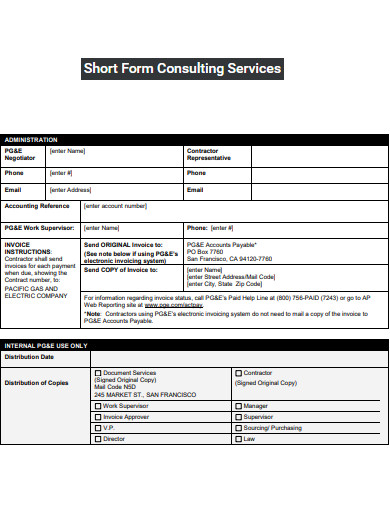 invoice for short form consulting services