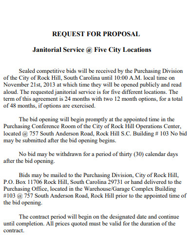 janitorial sealed competitive bid proposal