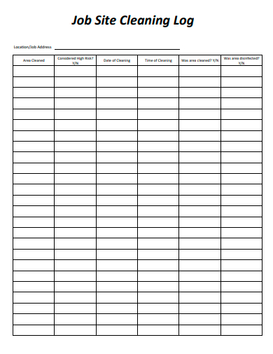 FREE 10 Cleaning Log Samples In PDF