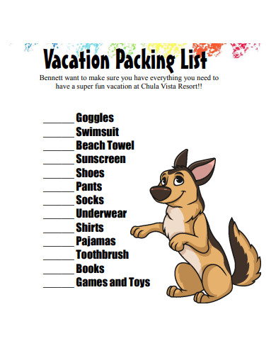 kids vacation packing list