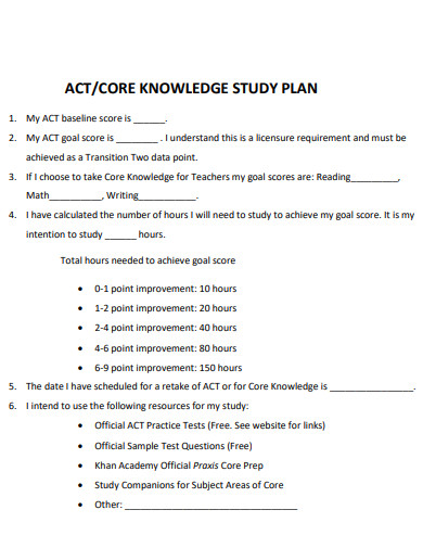 knowledge study plan