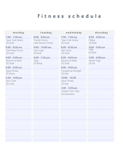 land schedule example