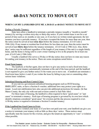 landlord 60 day move out notice