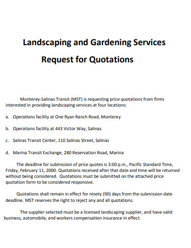 landscaping and gardening services quote