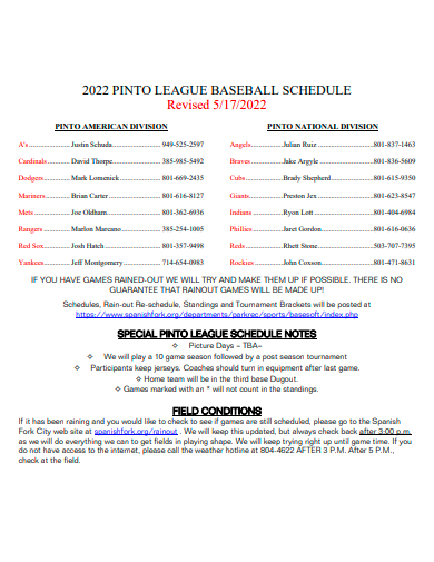 league baseball schedule