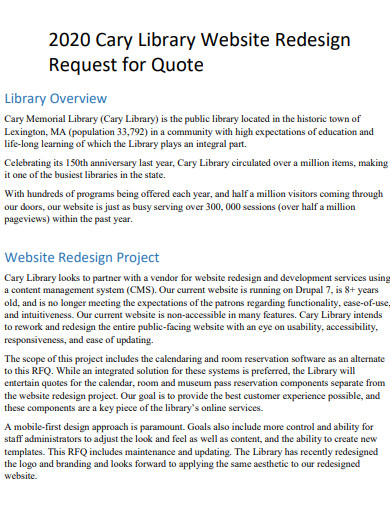 library website redesign quote