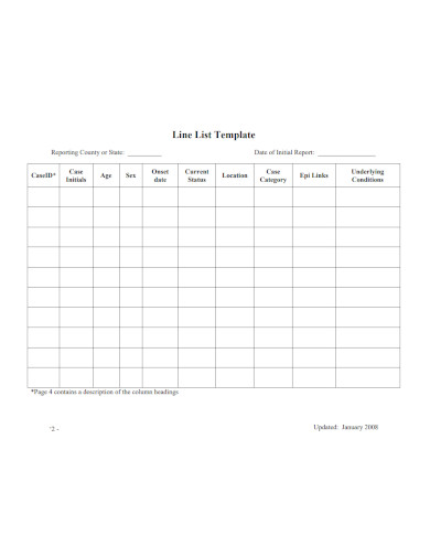 line list template