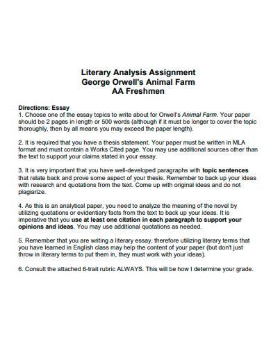 literary analysis assignment