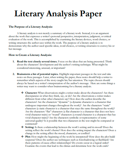 literary analysis paper