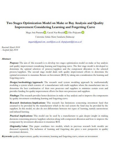 make or buy analysis and quality improvement