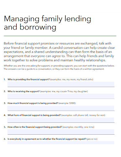 managing family lending and borrowing