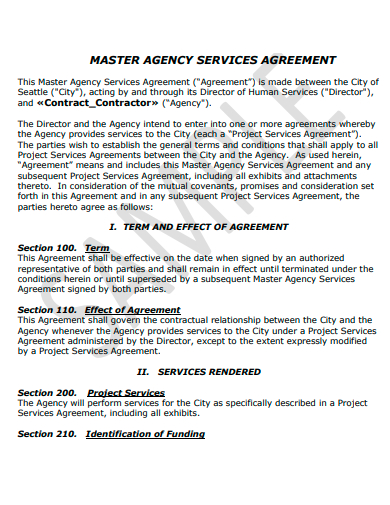 master agency services agreement