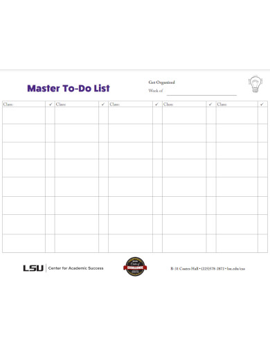master to do list