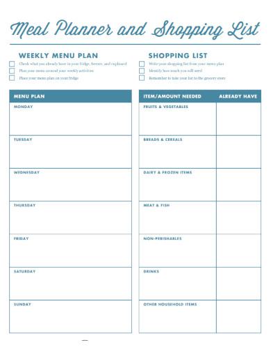 meal planner and shopping list1