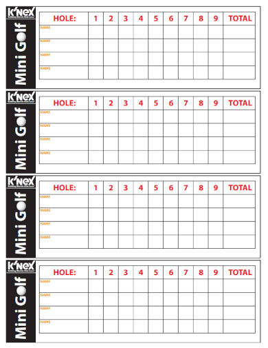 Blank Golf Scorecard Template