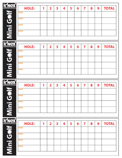 mini golf score card