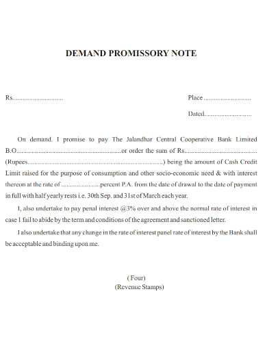 money demand promissory note set