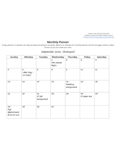 monthly calendar planner