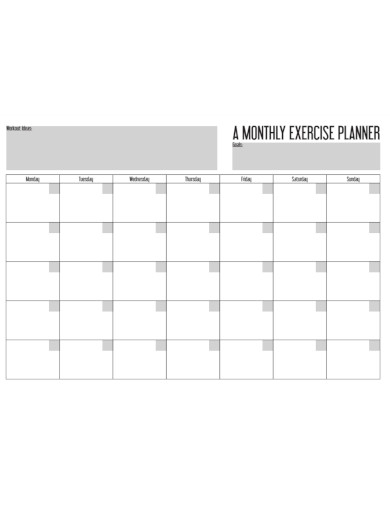 monthly exercise workout planner