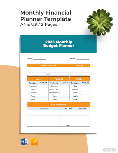 monthly financial planner