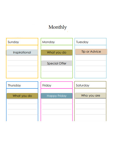 monthly social media planner