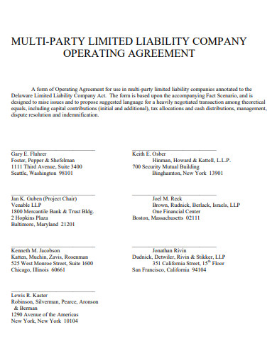 multi member party llc operating agreement form