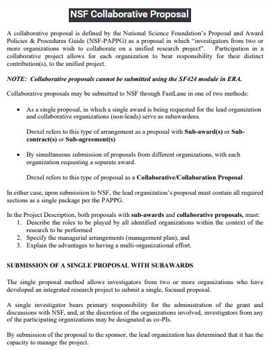 nsf collaborative proposal